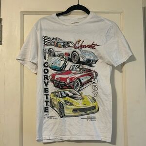 white graphic car tshirt